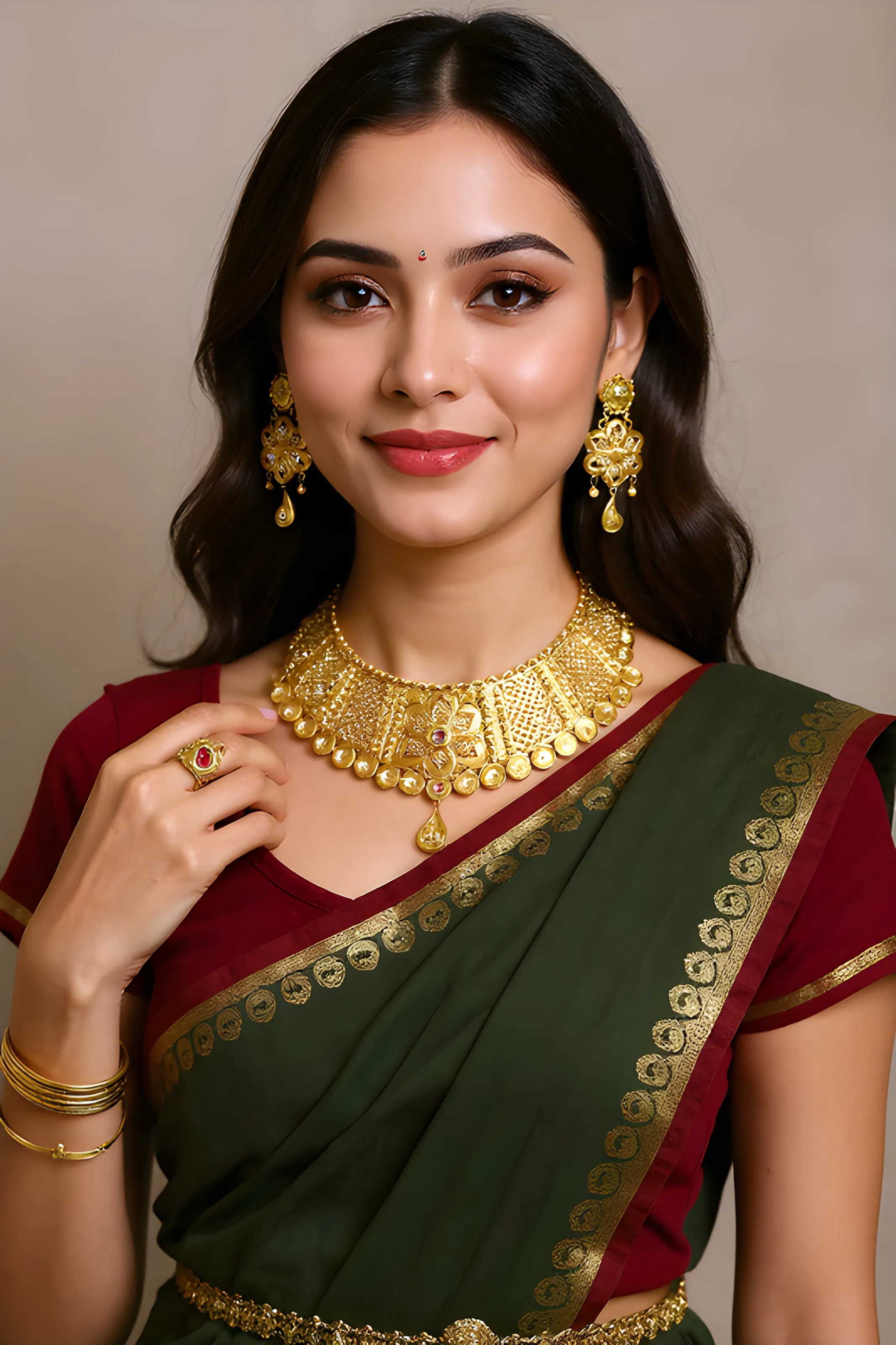 Gold Choker Necklace Set view 2
