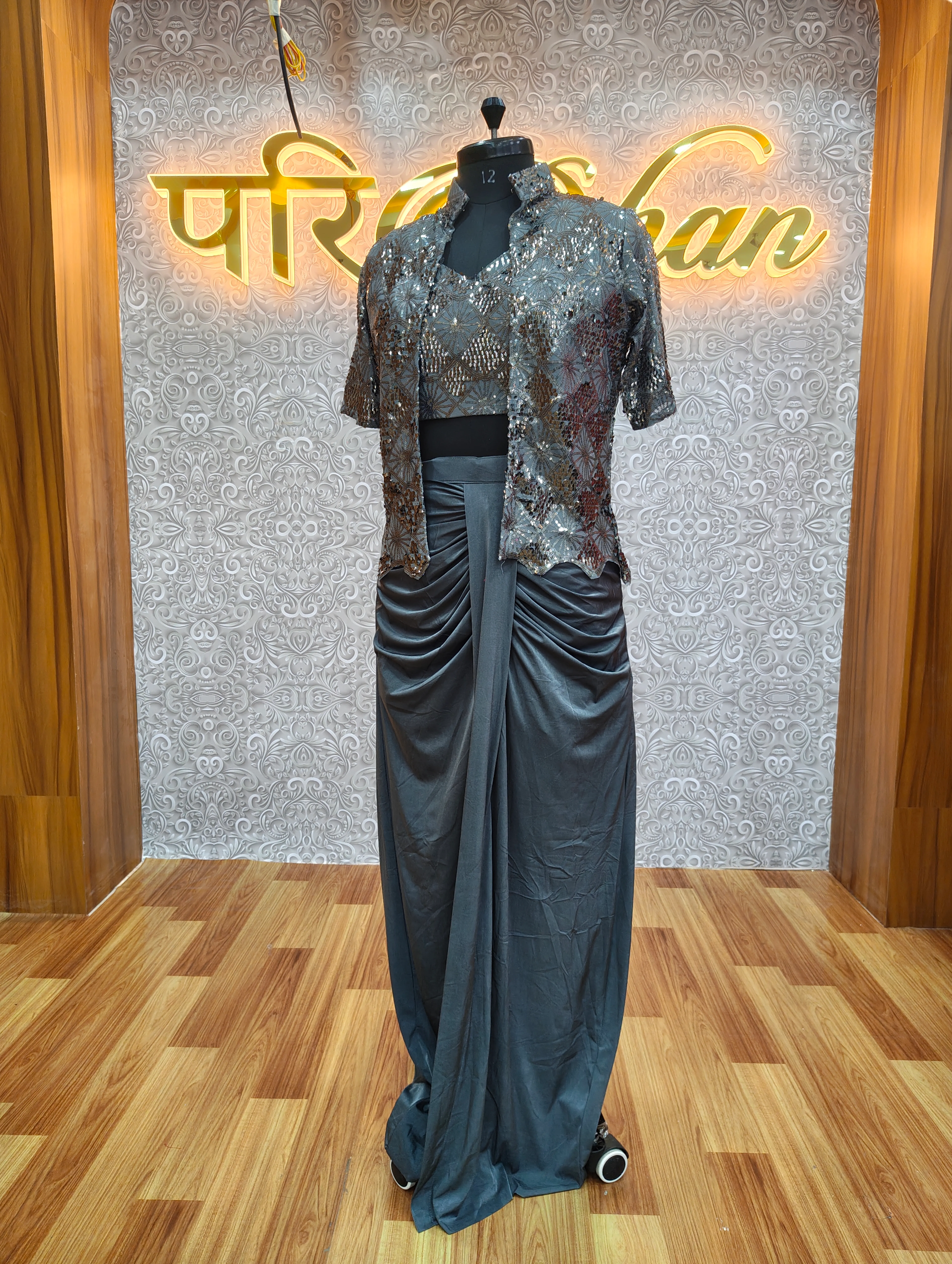 Sequin Draped Gown view 3