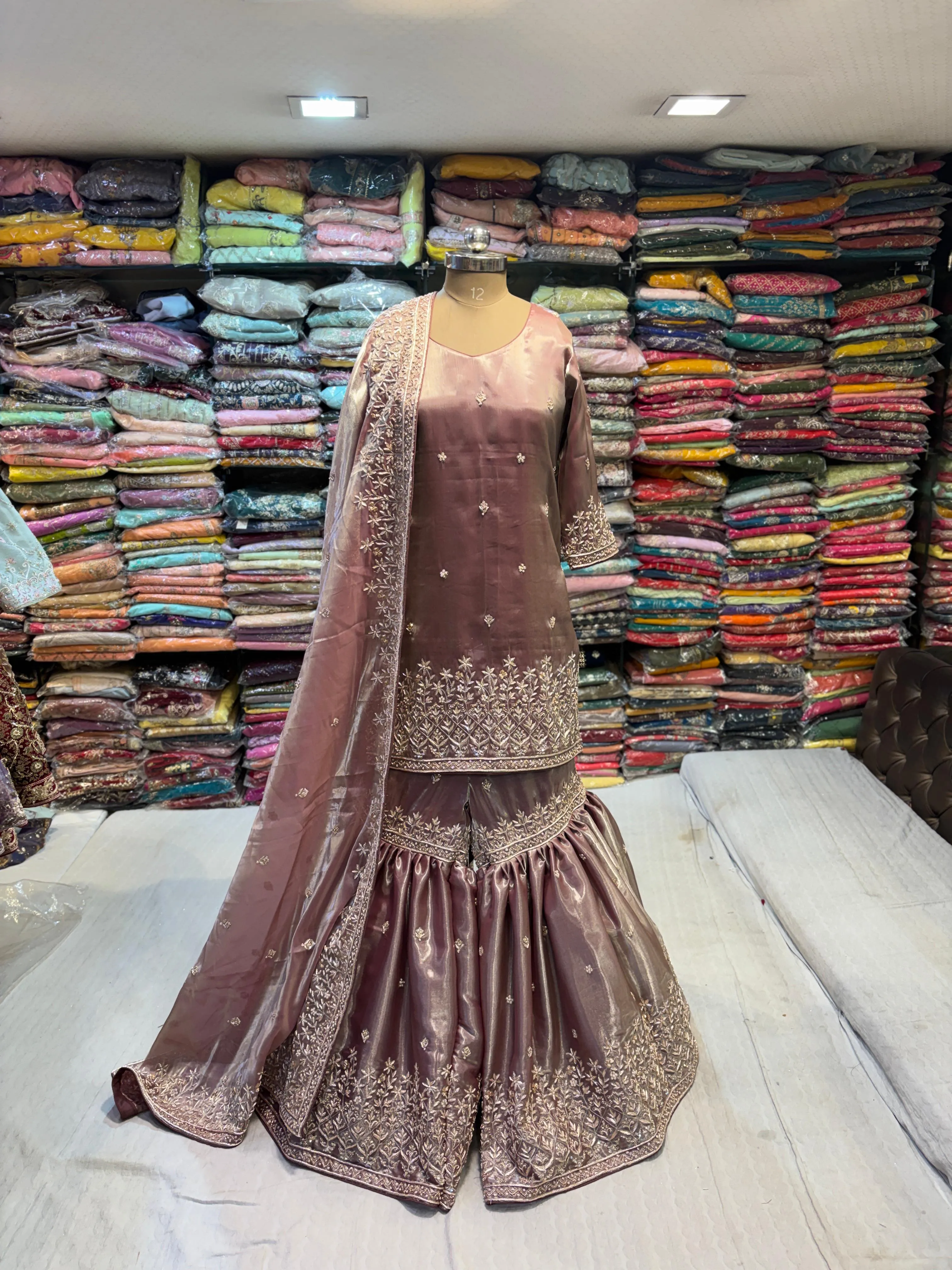 Pure Hand Embroided Sharara Set view 2