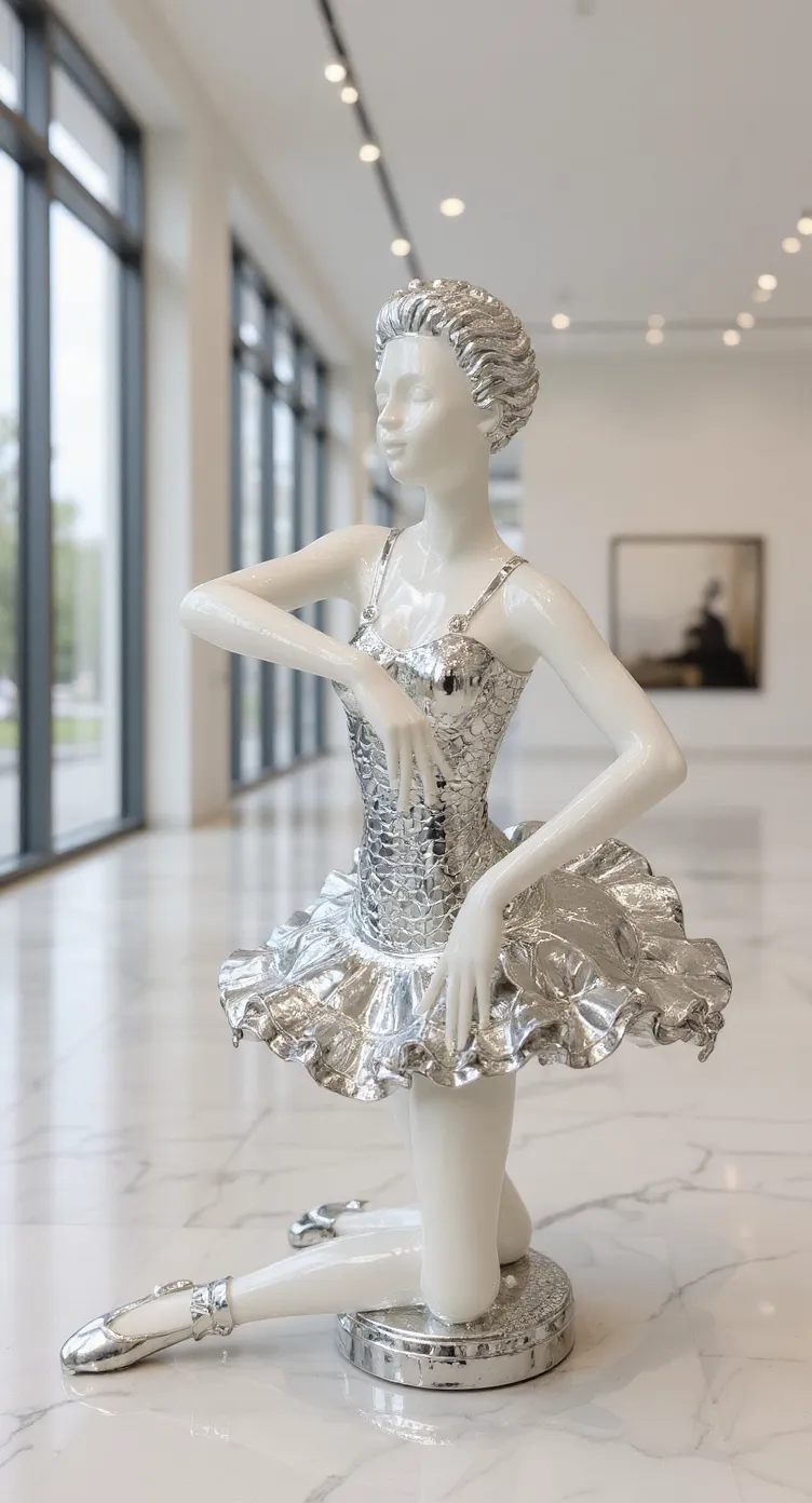 Silver and White Ballerina Figurine view 2