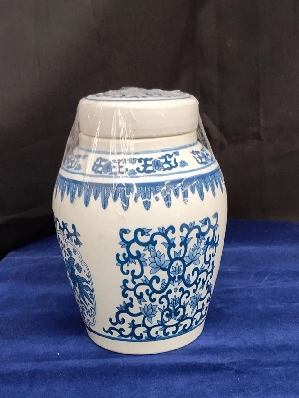 Blue Floral Jar view 2