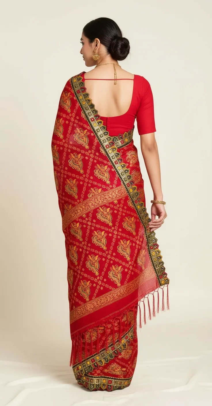 Embroidered Jaipuri Saree. view 3