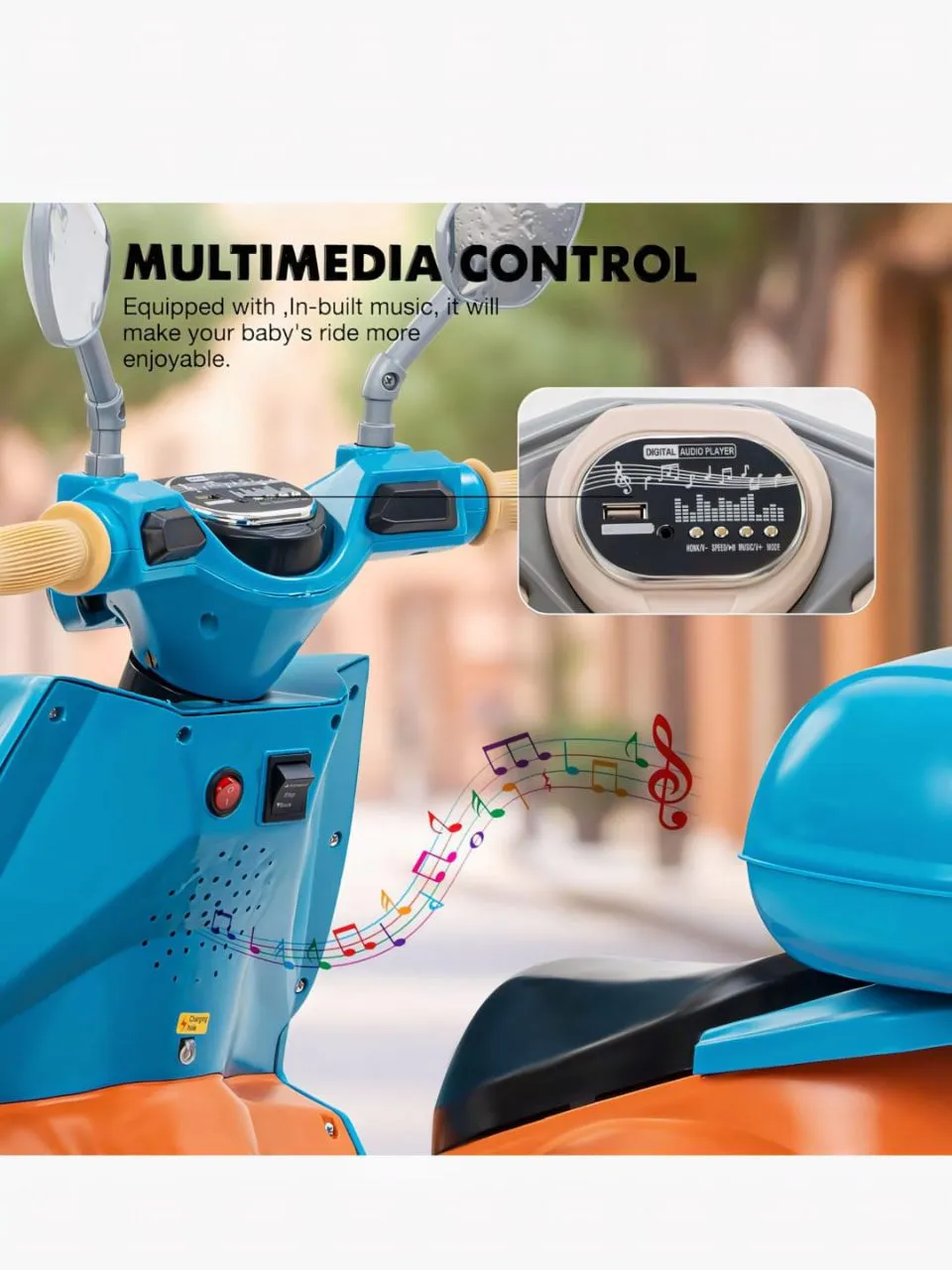 Kids Electric Scooter Blue view 2