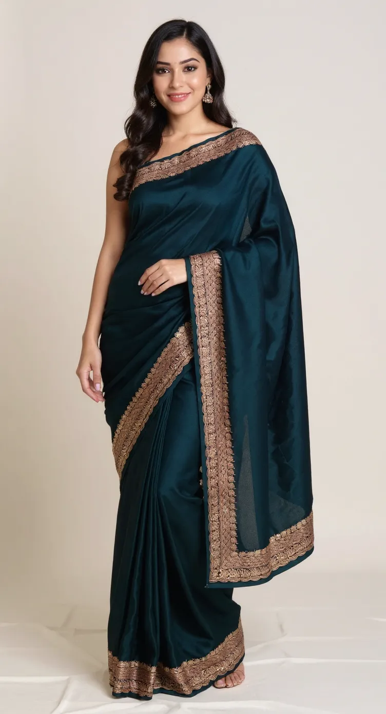 Elegant Green Saree view 8