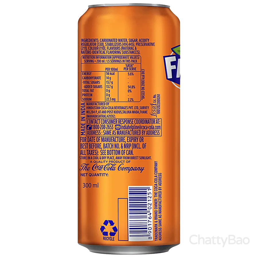 Fanta Orange Flavoured Soft Drink Can 300 ml view 2