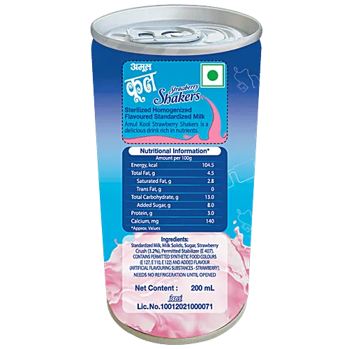 Amul Kool Can - Strawberry Shakers 200 ml view 2