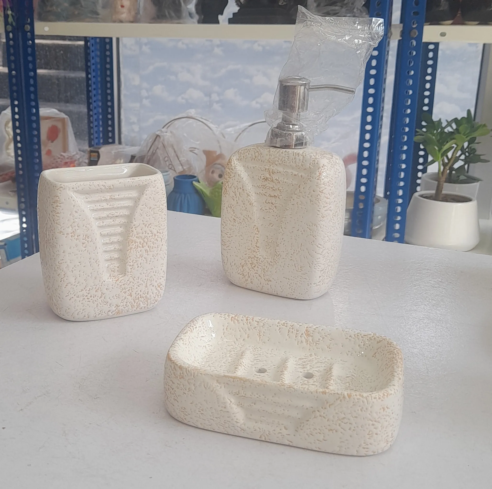 Ceramic Bathroom Set Of 3 Nos view 2
