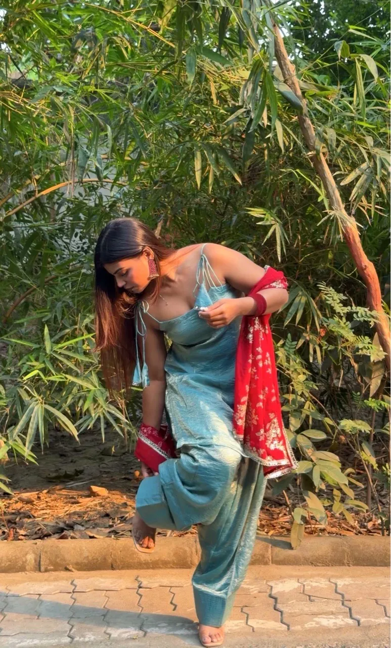 ‘Fasana’ Farshi Salvar Set- Mint Blue view 3