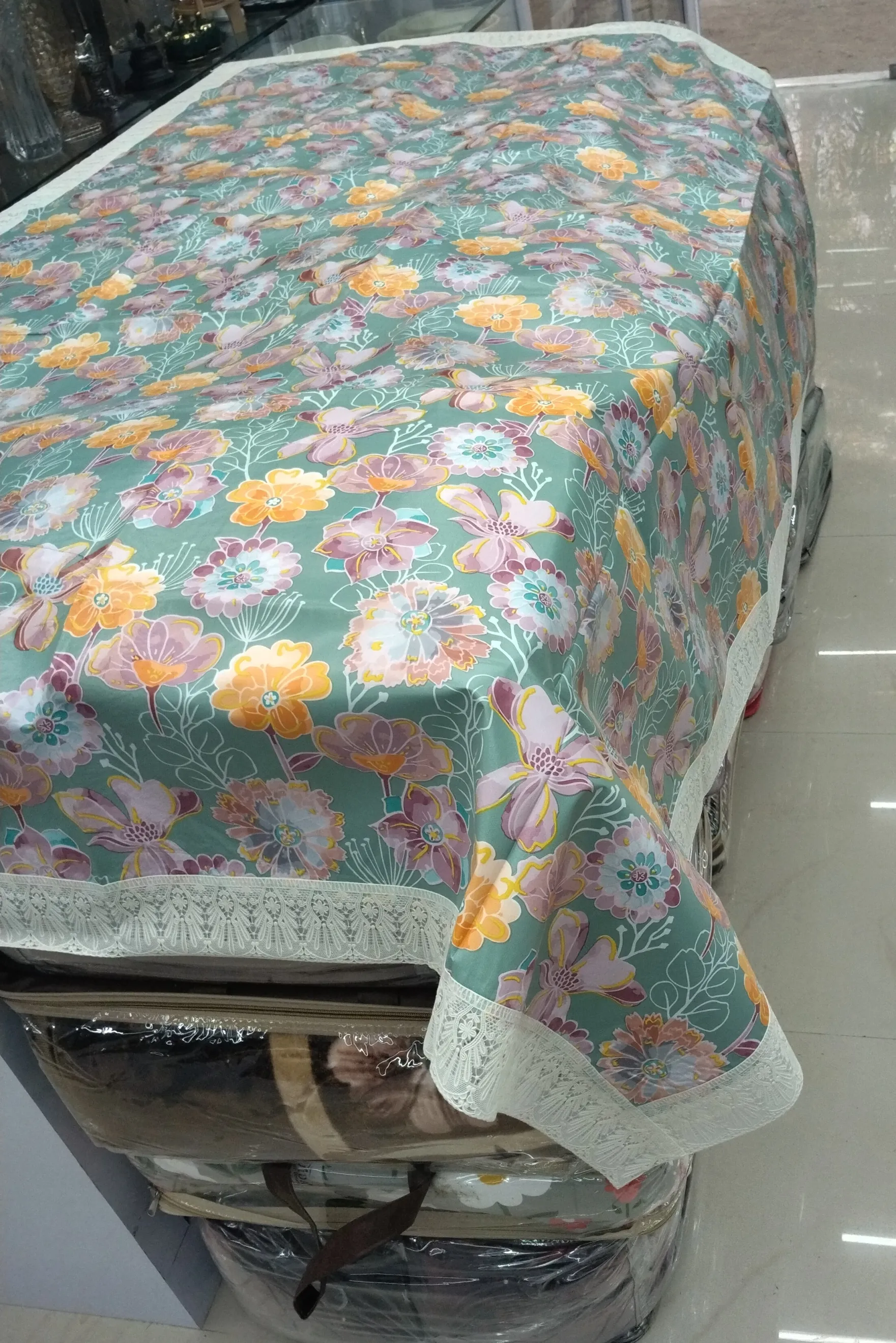 Aqua Colour Dining Table Cover view 2