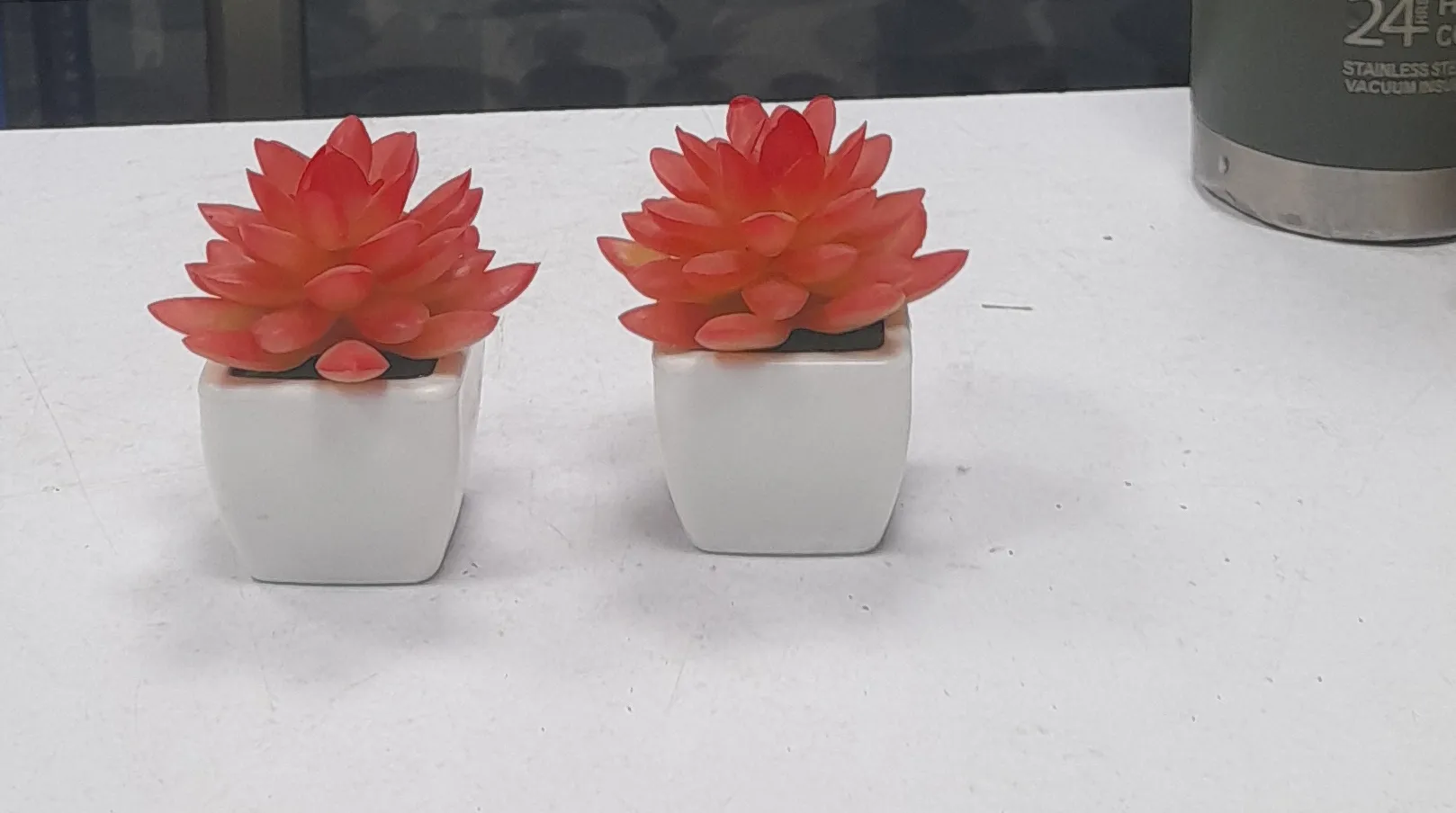 Artificial Succulent in White Pot  3"H & 2"W Set Of 2Nos view 2