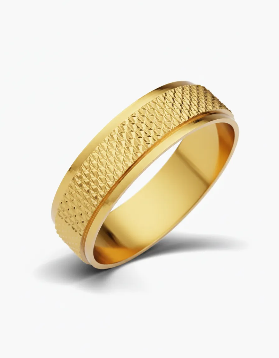Gold Textured Band Ring view 2