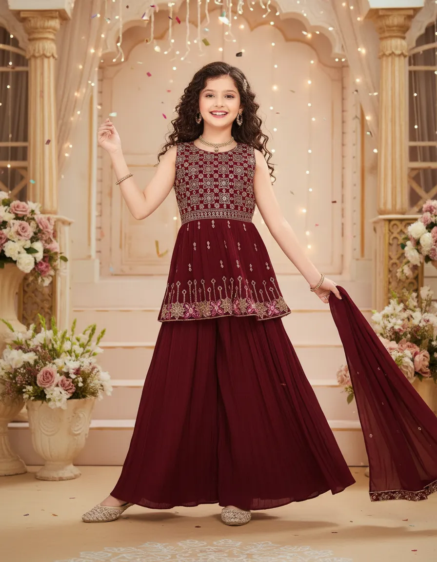 Rose Girl Maroon Ethnic Set....