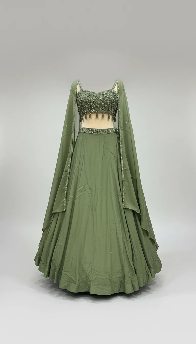 Green Lehenga Set view 2