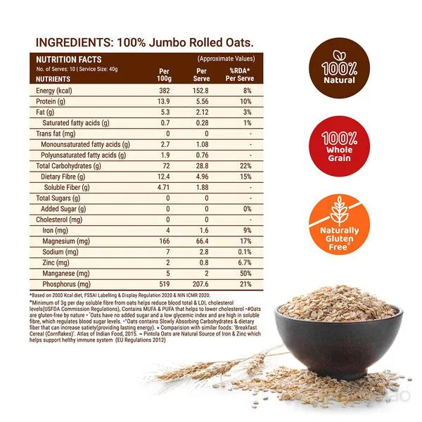 Pintola Jumbo Rolled Oats 400 g view 3