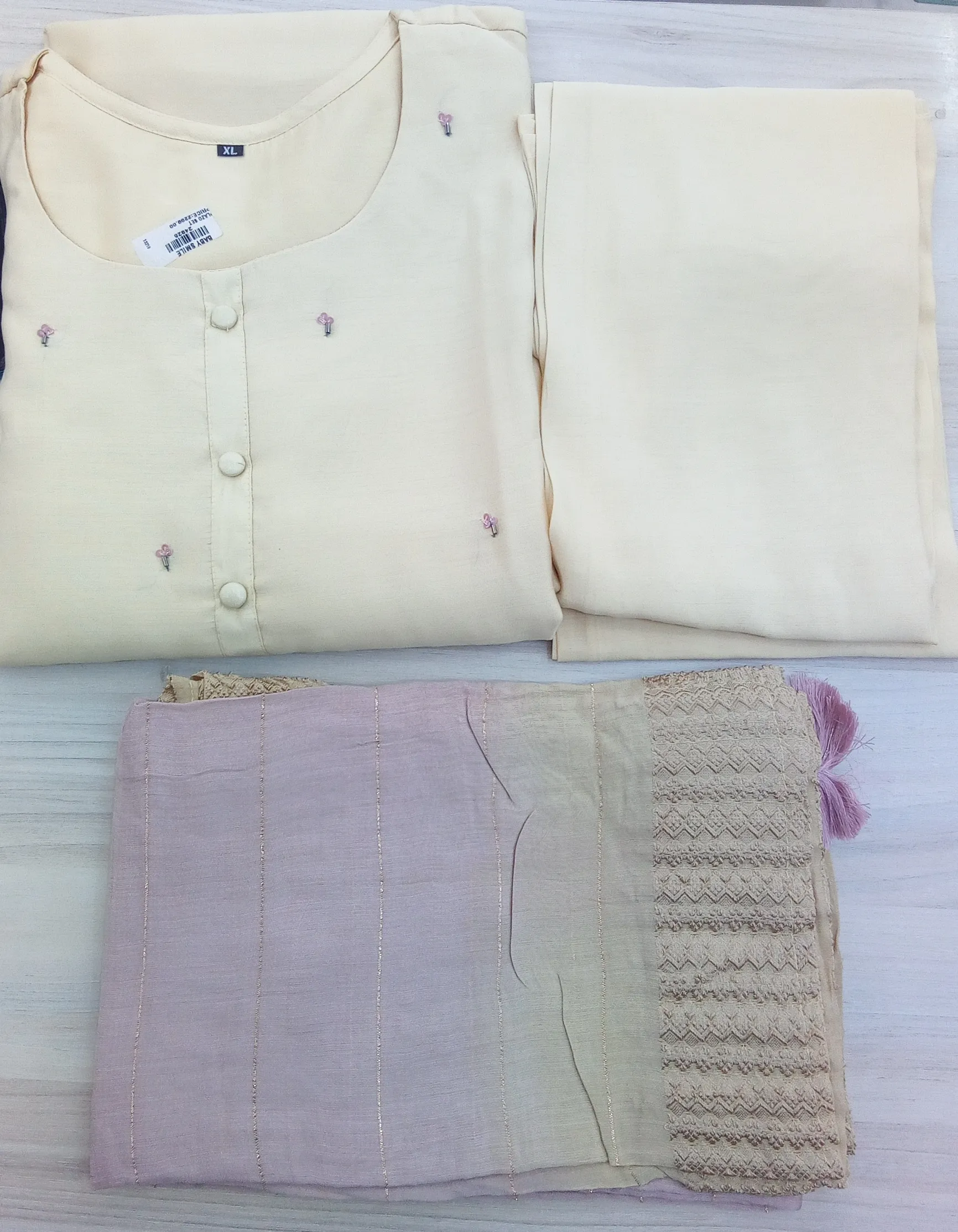 Pastel Kurta with Dupatta Set view 3
