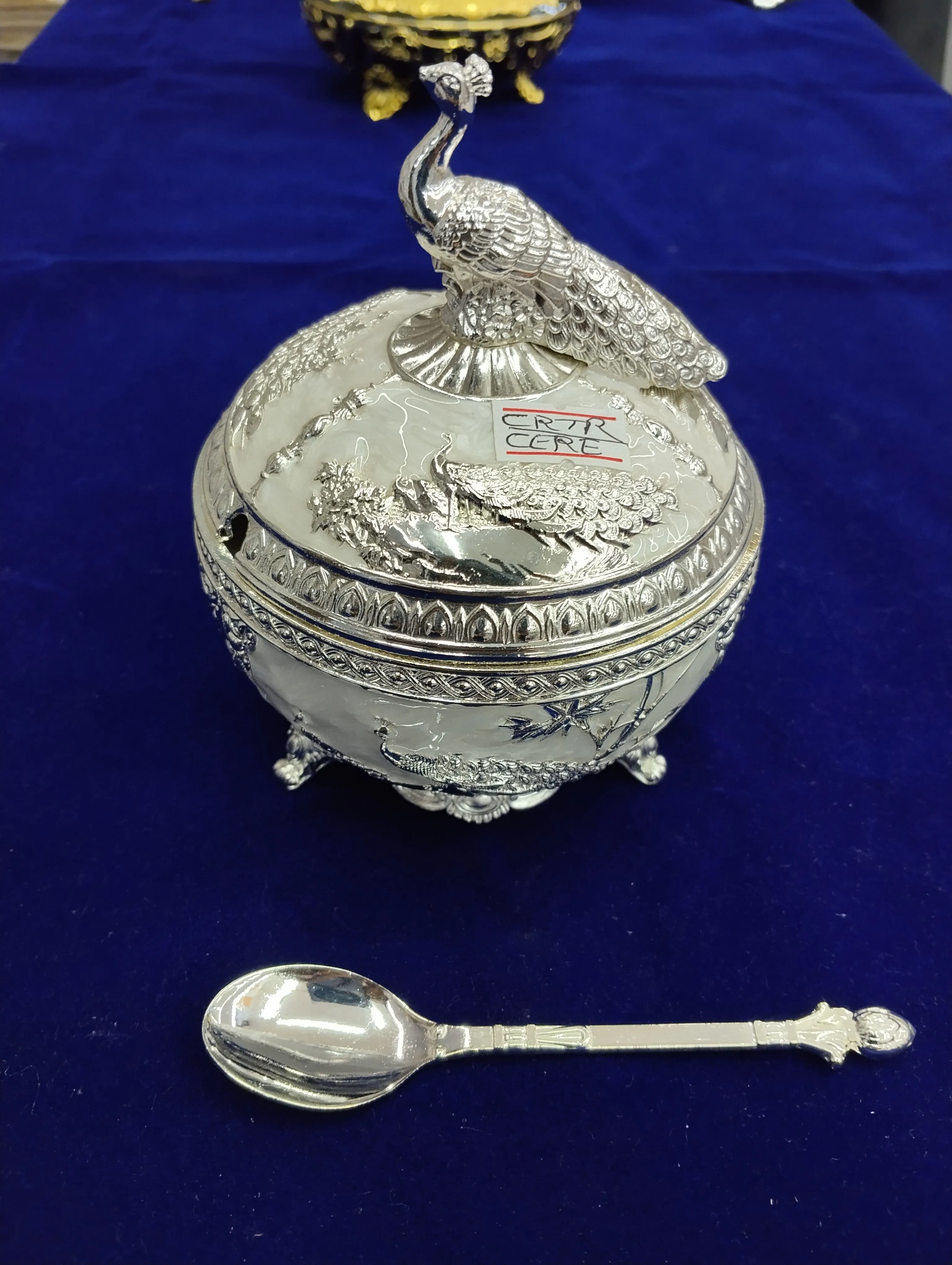 Silver Peacock Bowl view 2