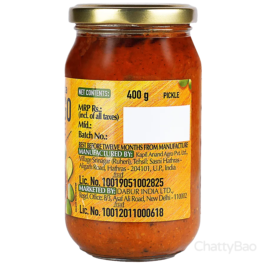 Dabur Hommade Mango Pickle Bottle 400 g view 2