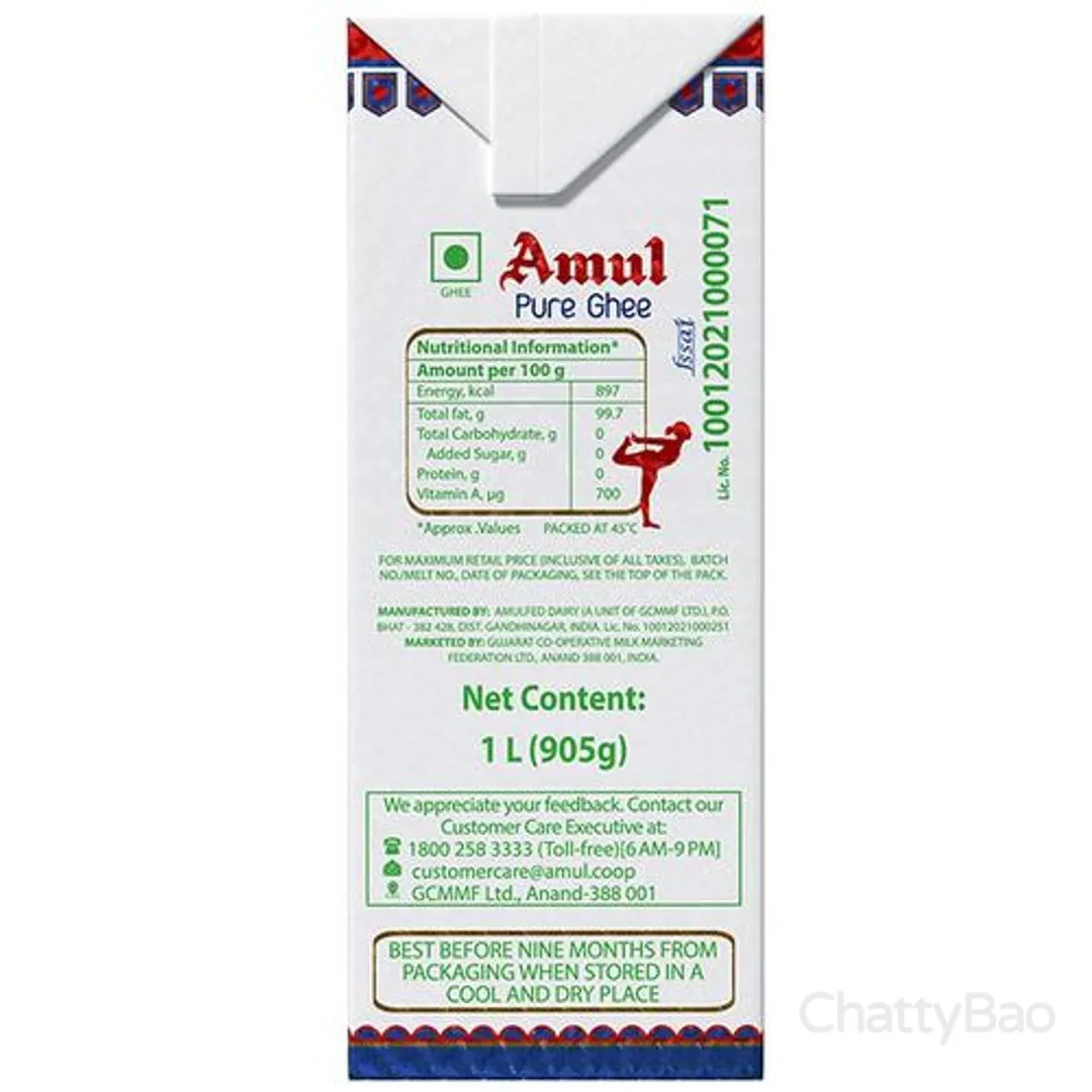Amul Pure Ghee Carton 1 L view 2
