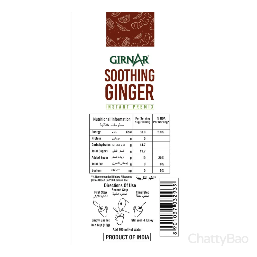 Girnar Instant Premix Soothing Ginger 10 Sachets view 3