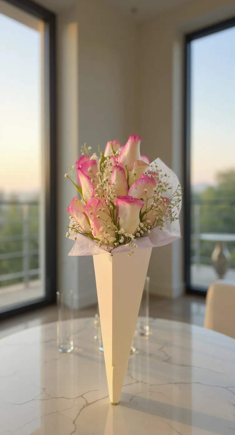 Pink&white Roses Bouquet view 3