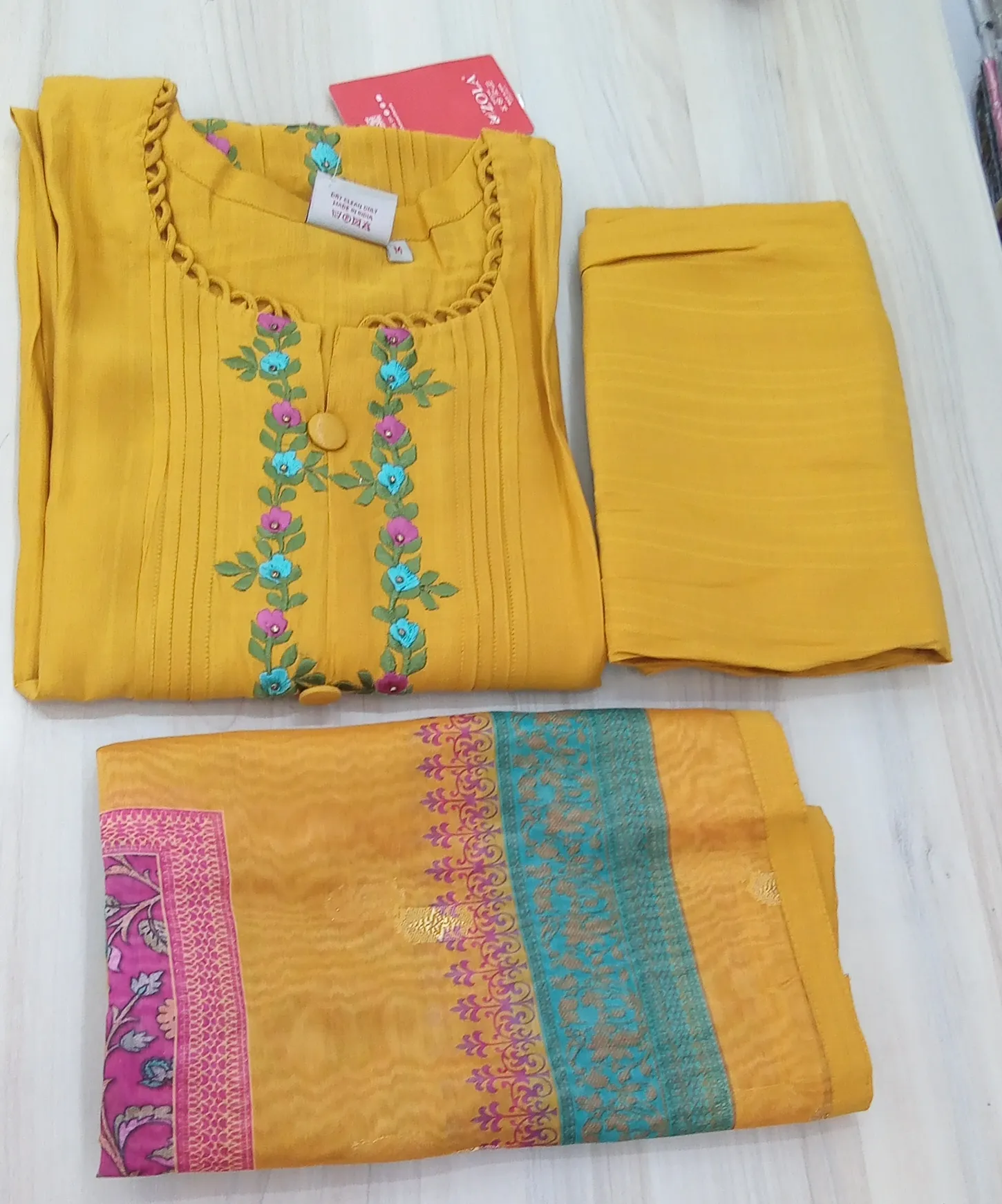 Rudraksh Yellow Embroidered Suit Set view 3