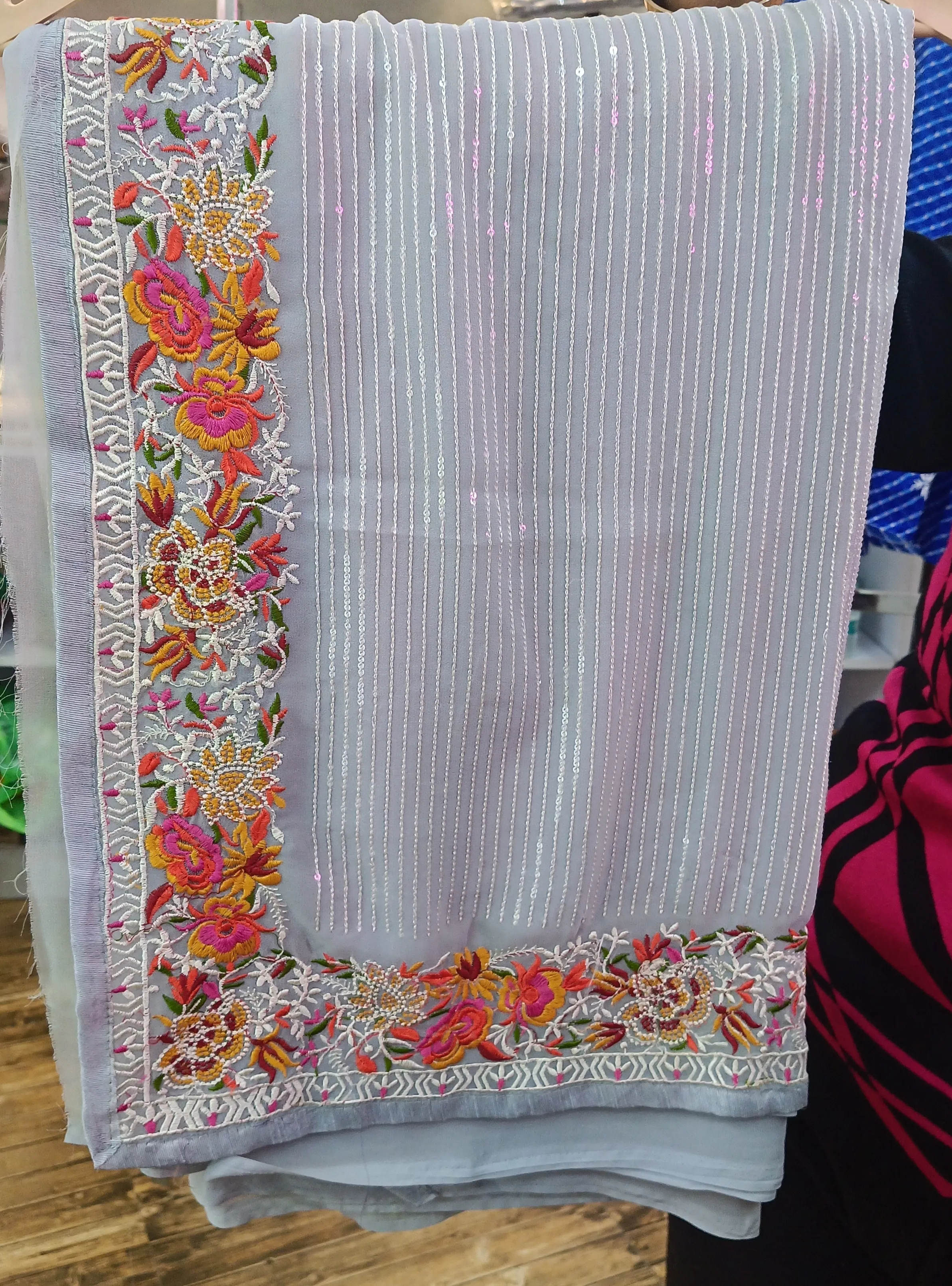Embroidered Fabric Saree view 3