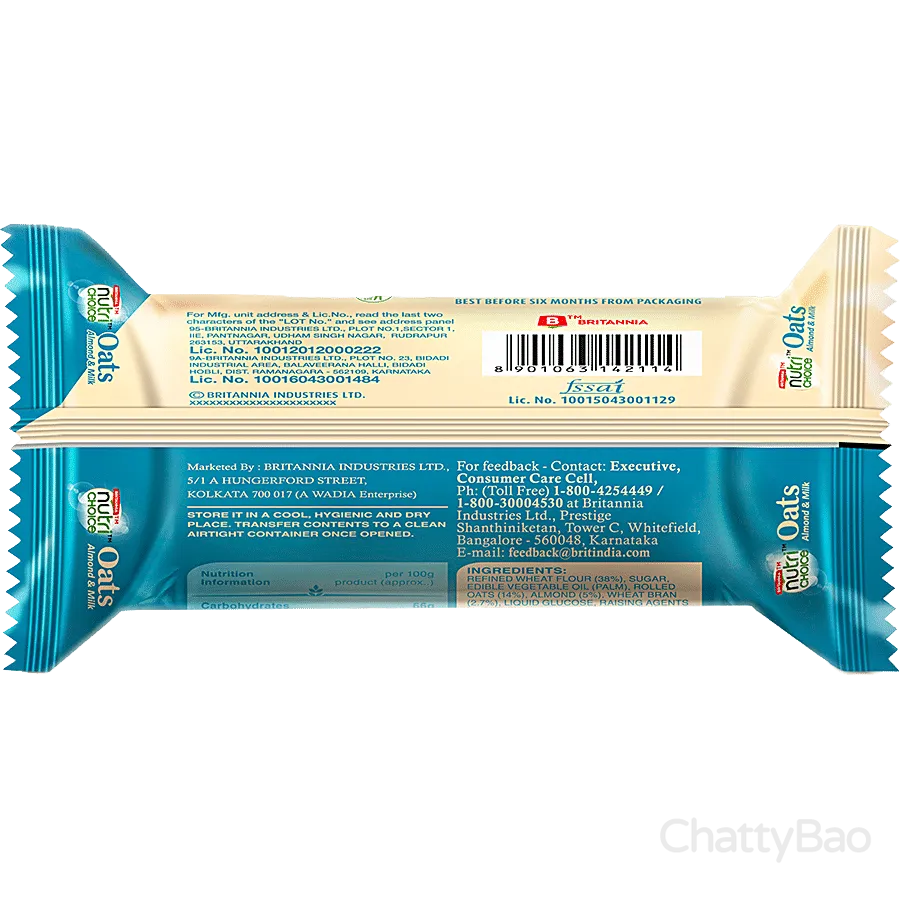 Britannia NutriChoice Oats Cookies - Milk Almond 75 g view 2