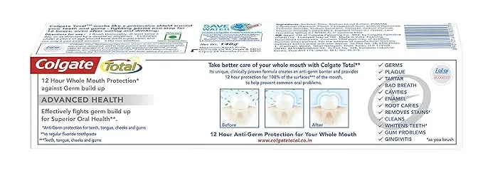 Colgate Total Advanced Health Antibacterial Toothpaste (Pack of 2 x 140 g each) view 2