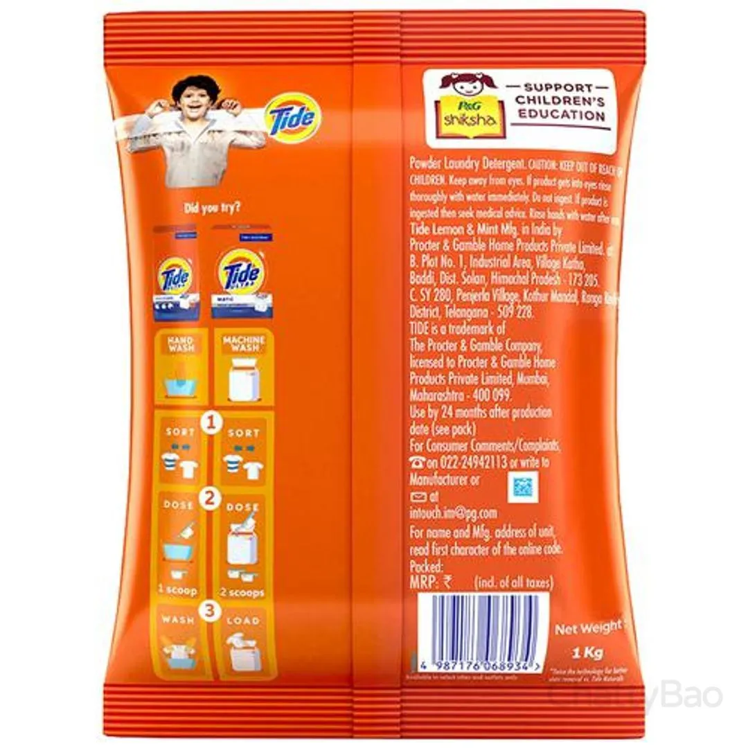 Tide Detergent Washing Powder - Lemon & Mint 1 Kg view 2