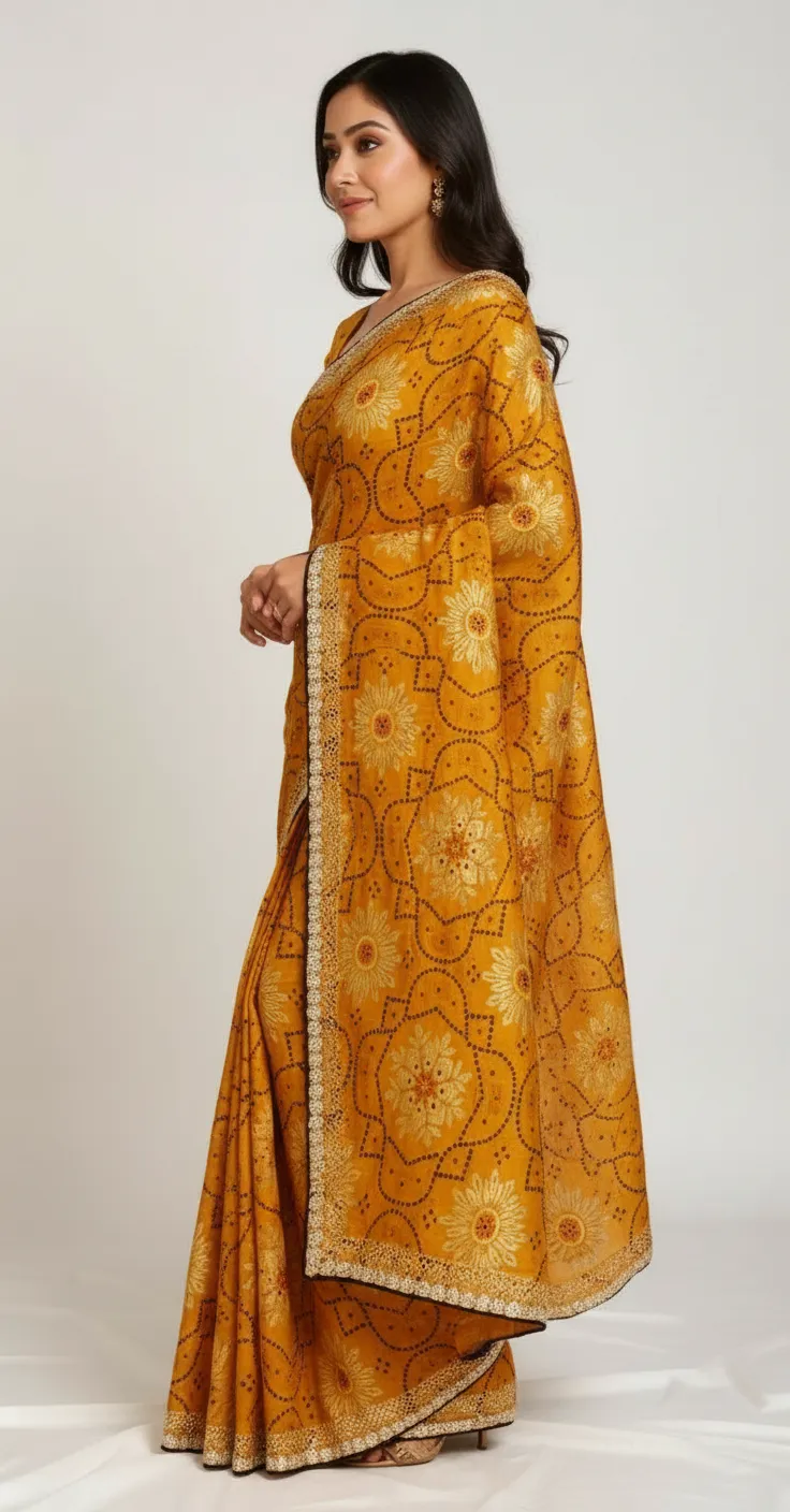 Embroidered Bandhani Saree view 2