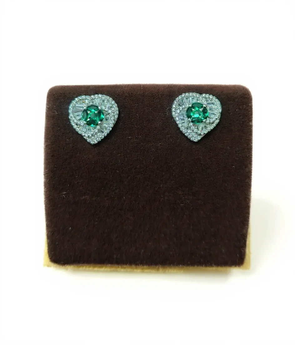 Heart-Shaped Emerald Earrings view 2