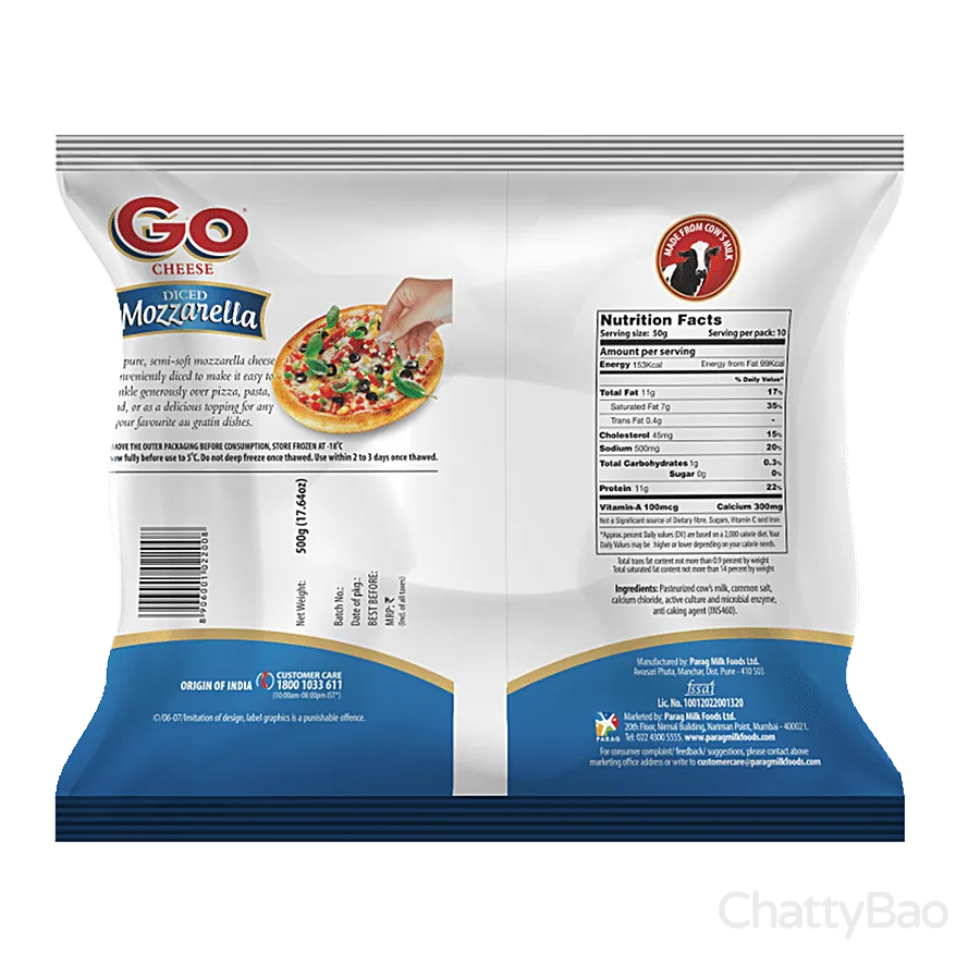 Go Mozzarella Cheese Diced/Shredded 500 g view 2
