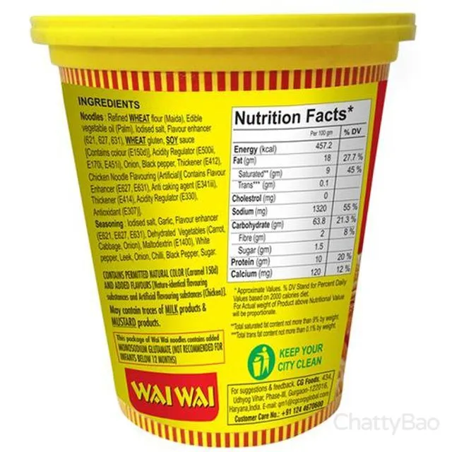 Wai Wai Xpress Ready To Eat Cup Noodles - Chicken 70 g view 3