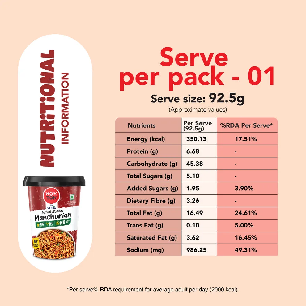 Veeba Wok Tok Instant Cup Noodles Manchurian 92.5 g view 3