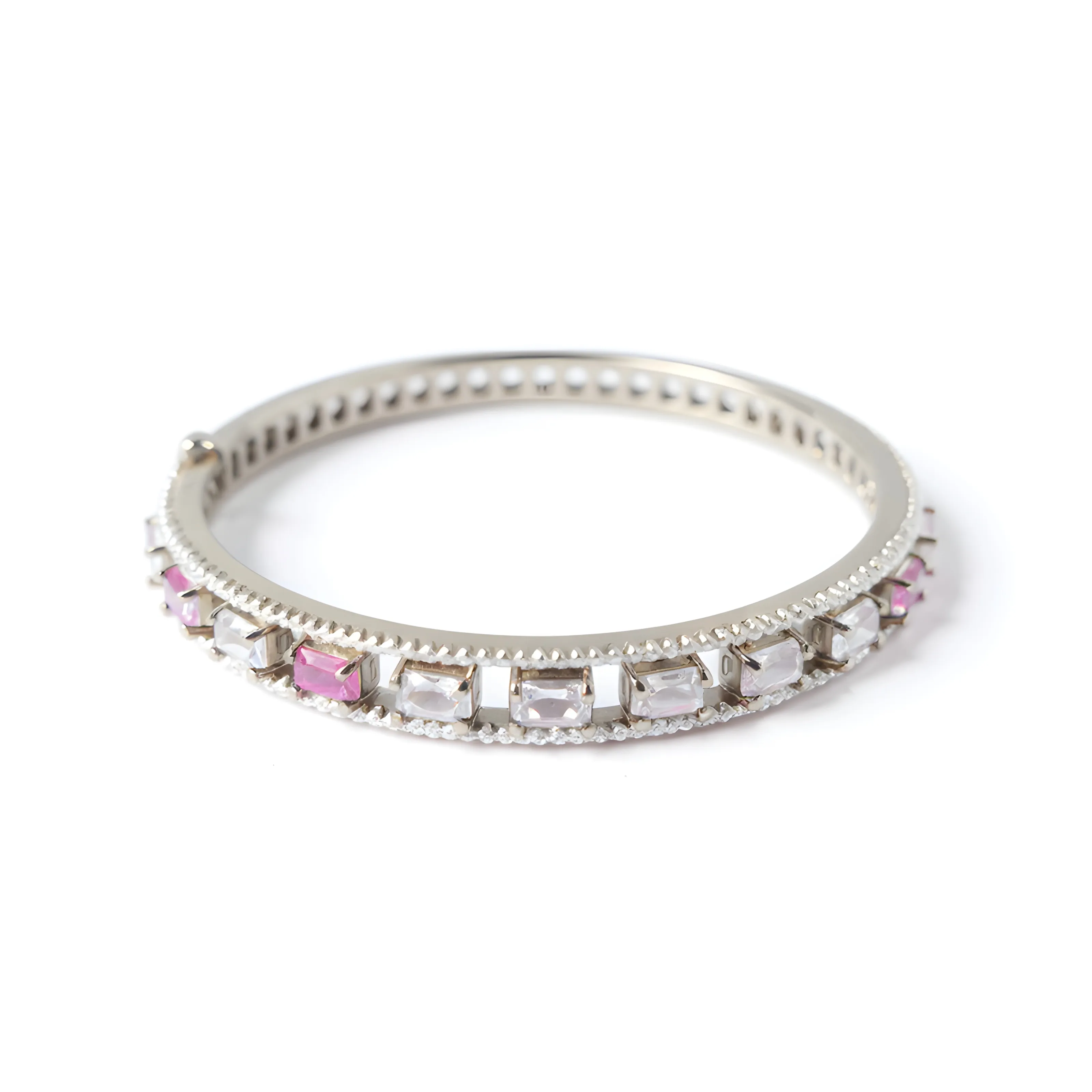 Silver Gemstone Bangle view 2