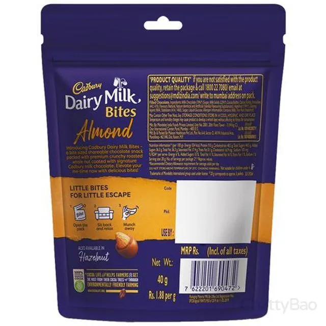 Cadbury Dairy Milk Bites - Almond, Roasted & Chocolate Coated 40 g view 2