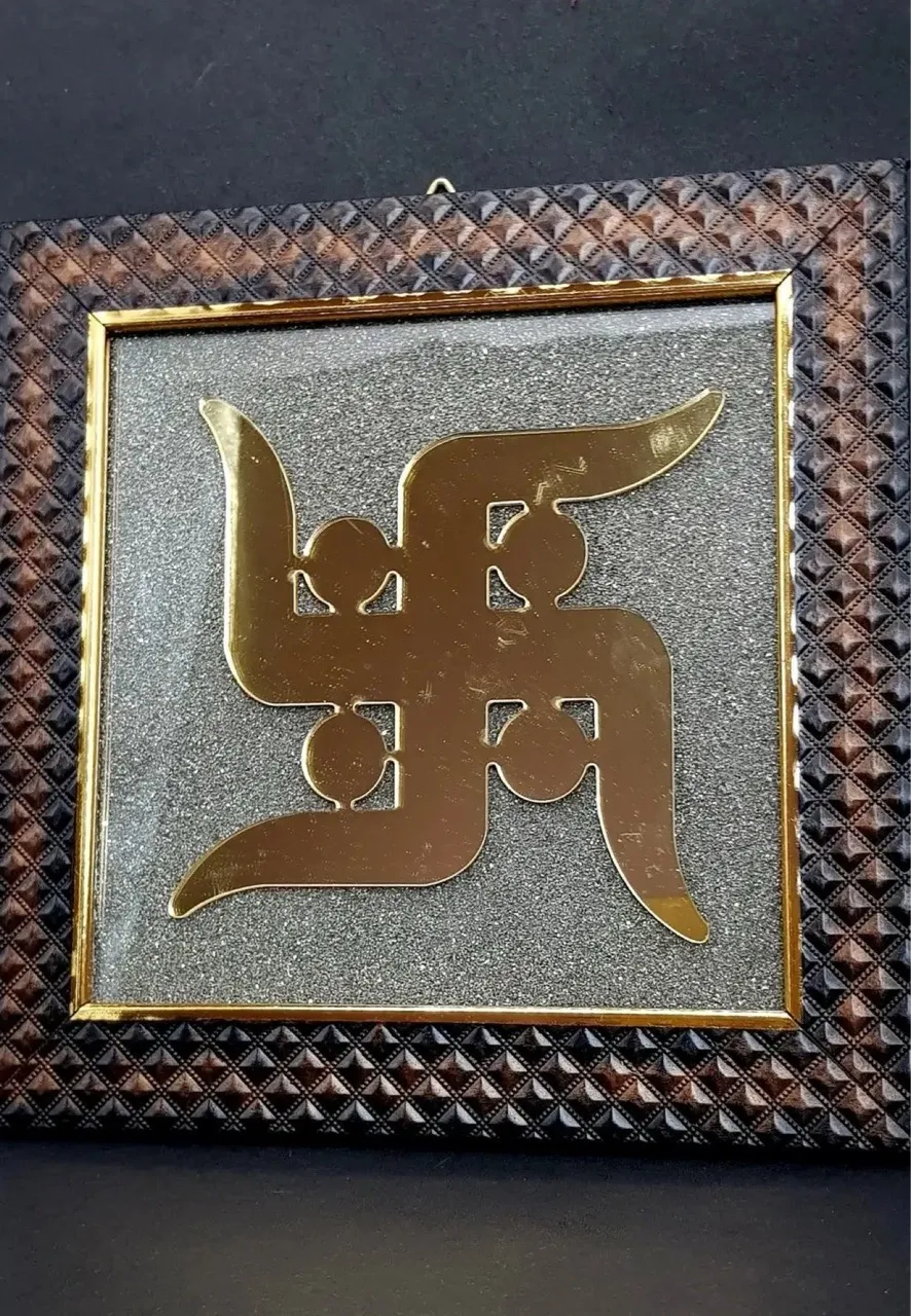 Pyrite Swastik Frame 7.5x7.5 Inches view 5