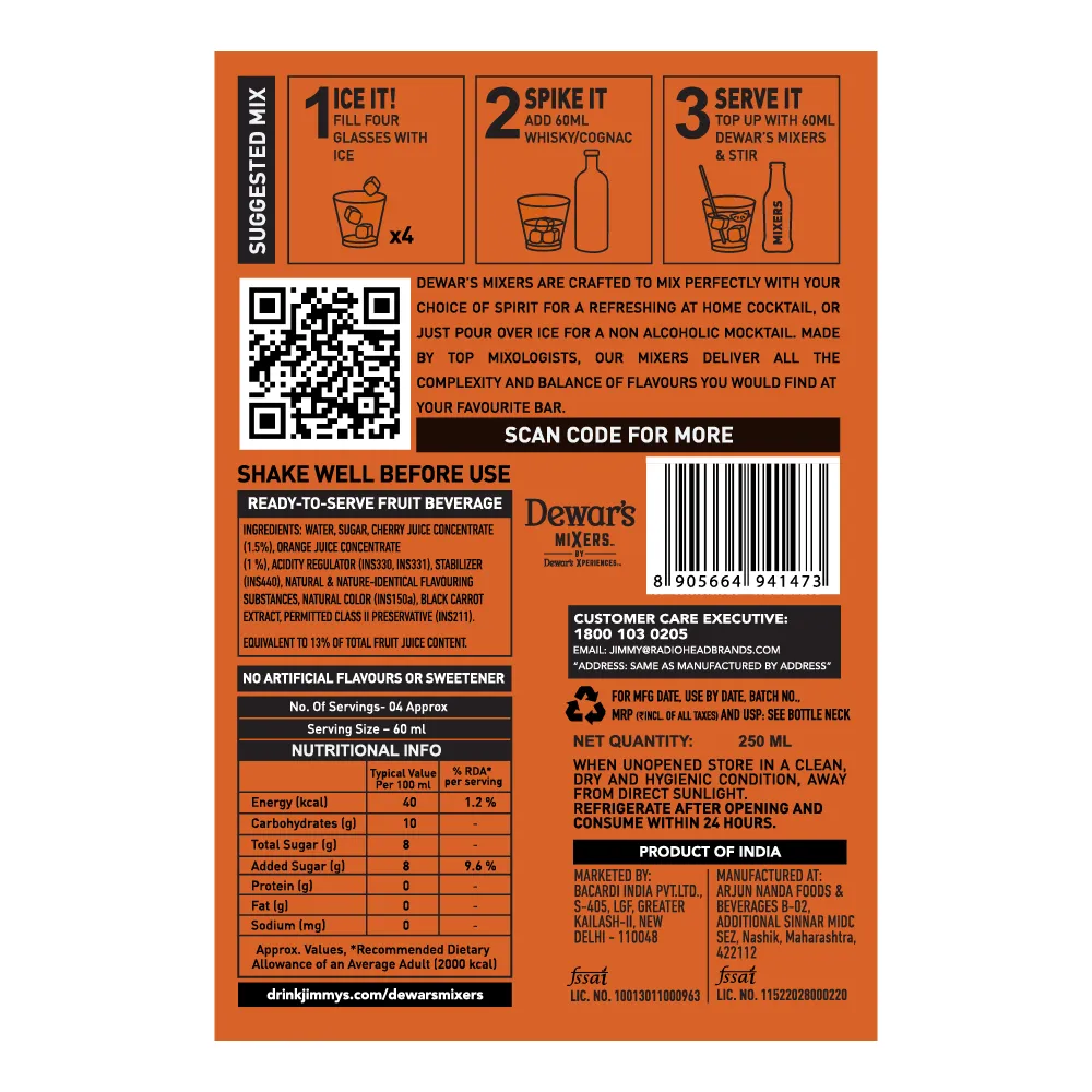 Jimmy Cocktail Dewar Mixers 250 ml view 2