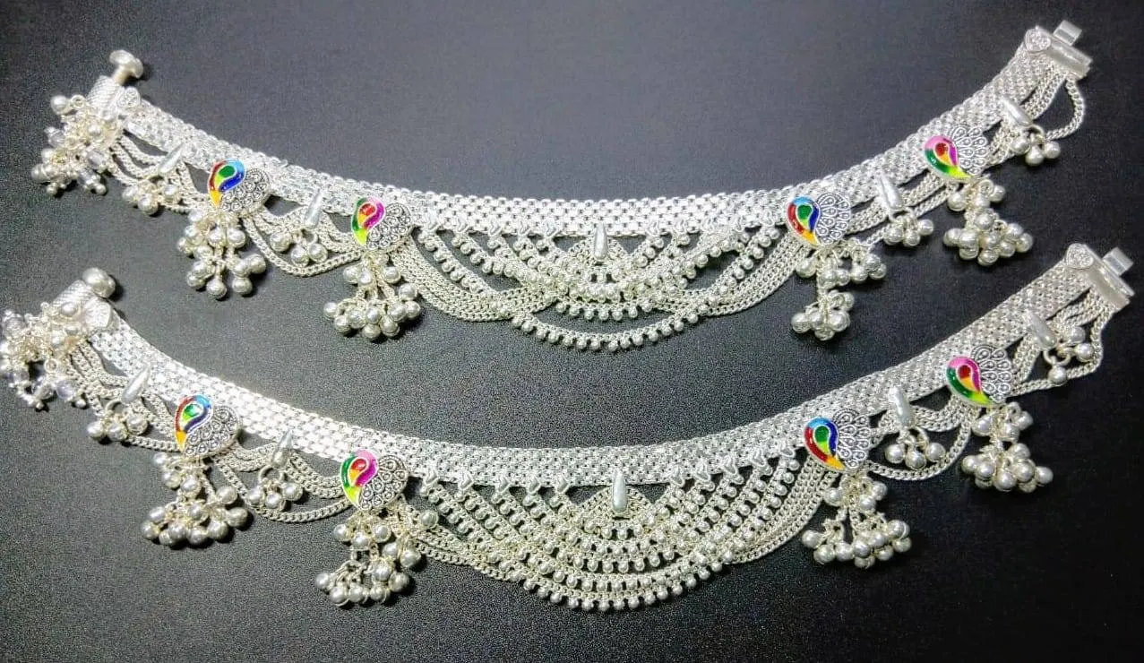 Silver Peacock Anklet (AVAL-047) view 2