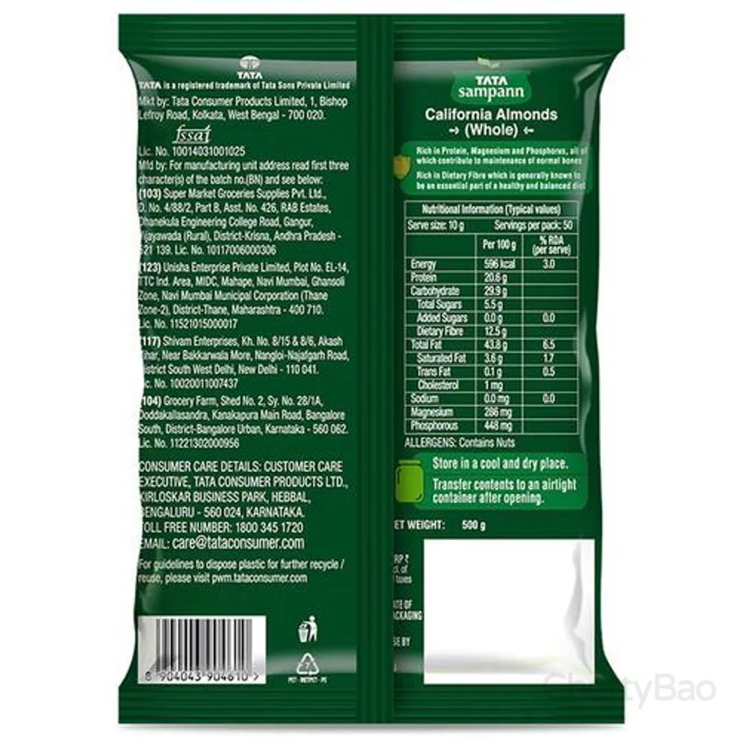Tata Sampann 100% Pure California Almonds 500 g view 2