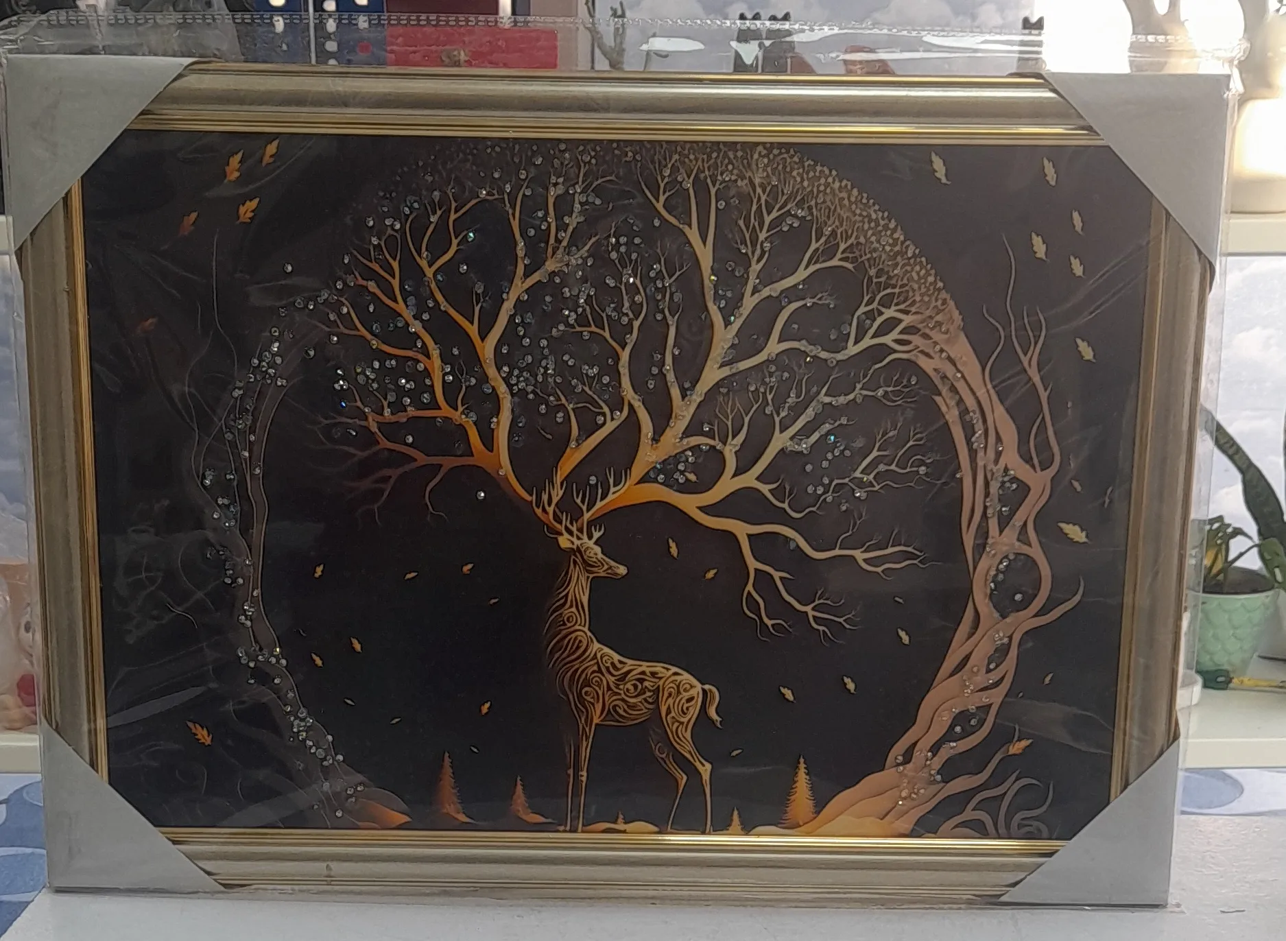 Deer & Tree Artistic Print 12"H &18"W view 2