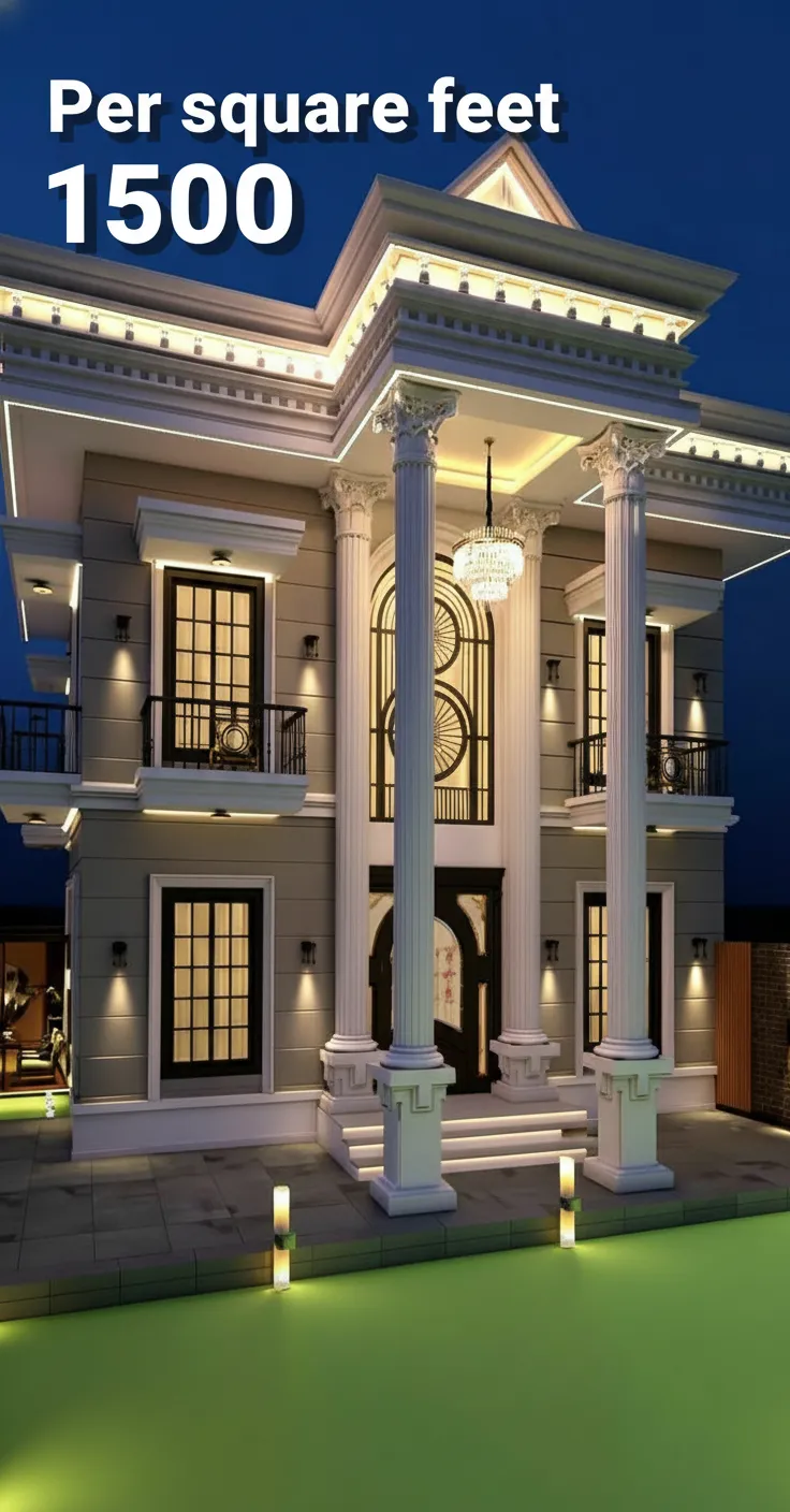 Luxury Home Night Lighting view 2