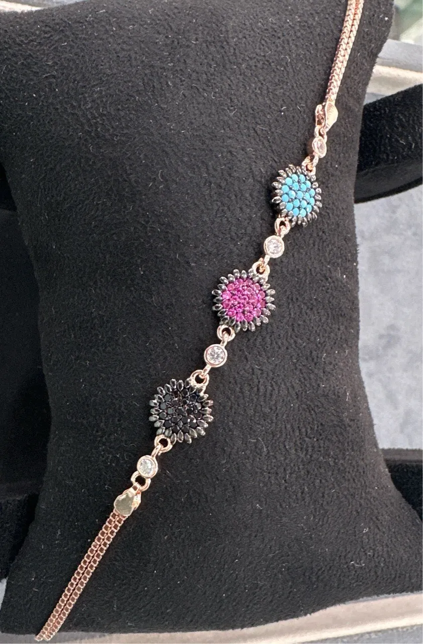 Multicolor Stones With Rose Gold Bracelet view 3