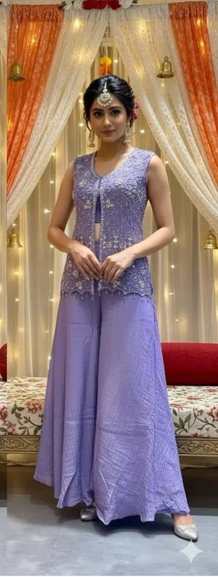 Lavender Embroidered Suit view 2