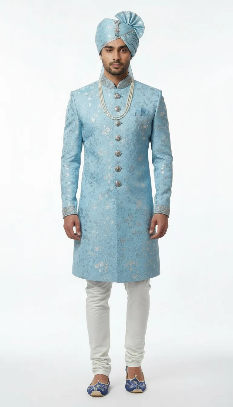 Designer jacquard  Sherwani view 6