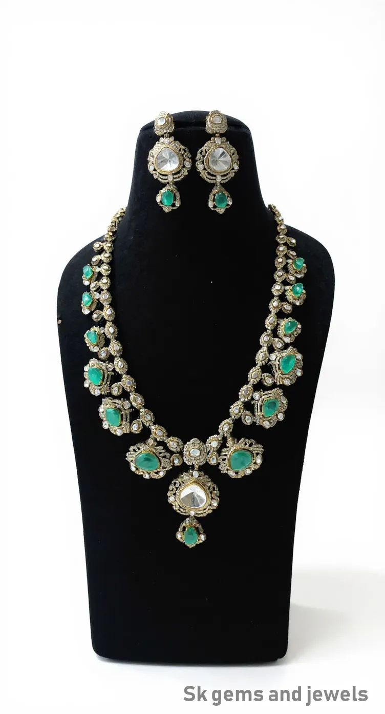 Mosonight Polki Dubblet Stone Pendend Set view 2
