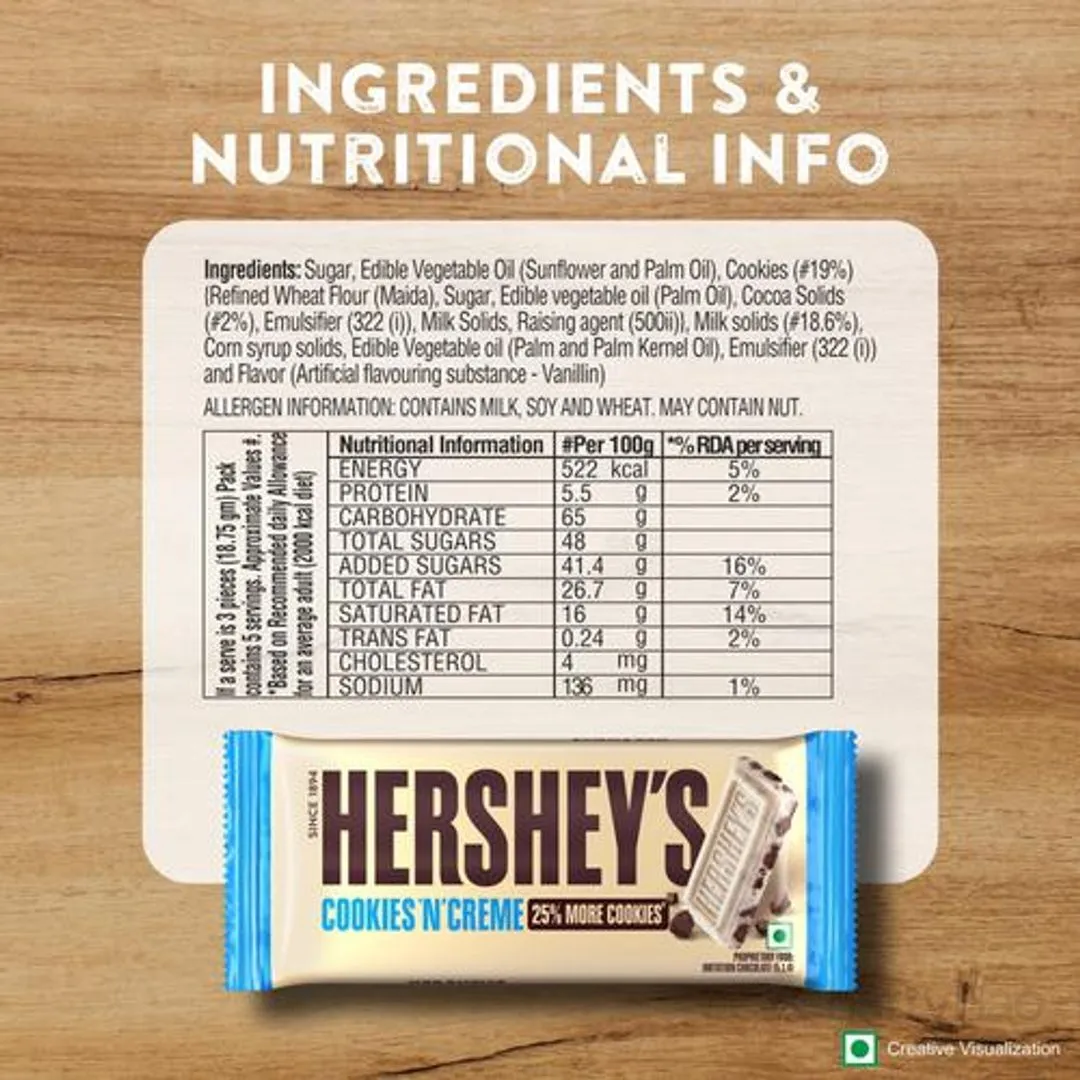 Hersheys Cookies 'N' Creme Chocolate Bar 40 g view 3