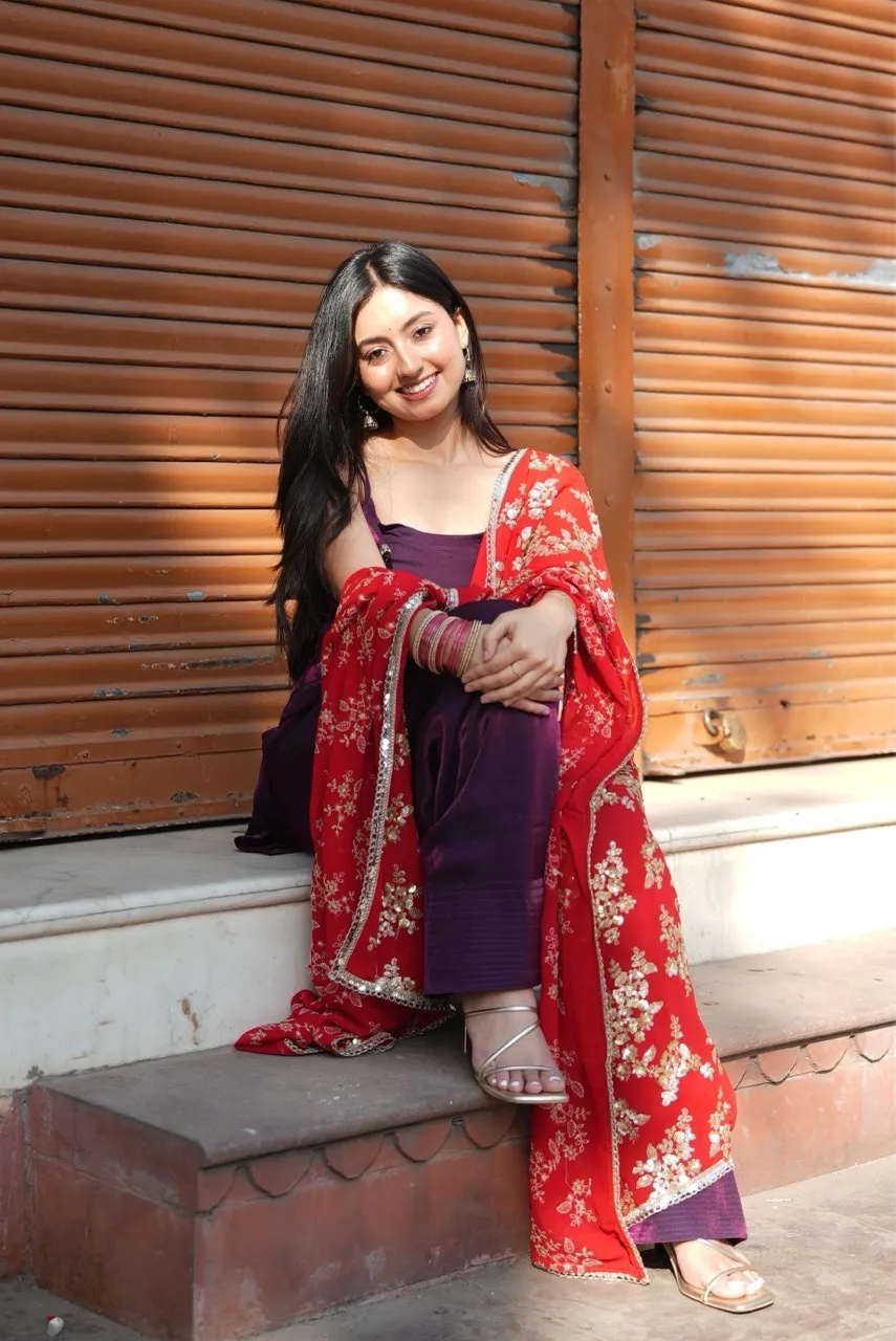 ‘Fasana’ Farshi Salvar Set - Purple view 3