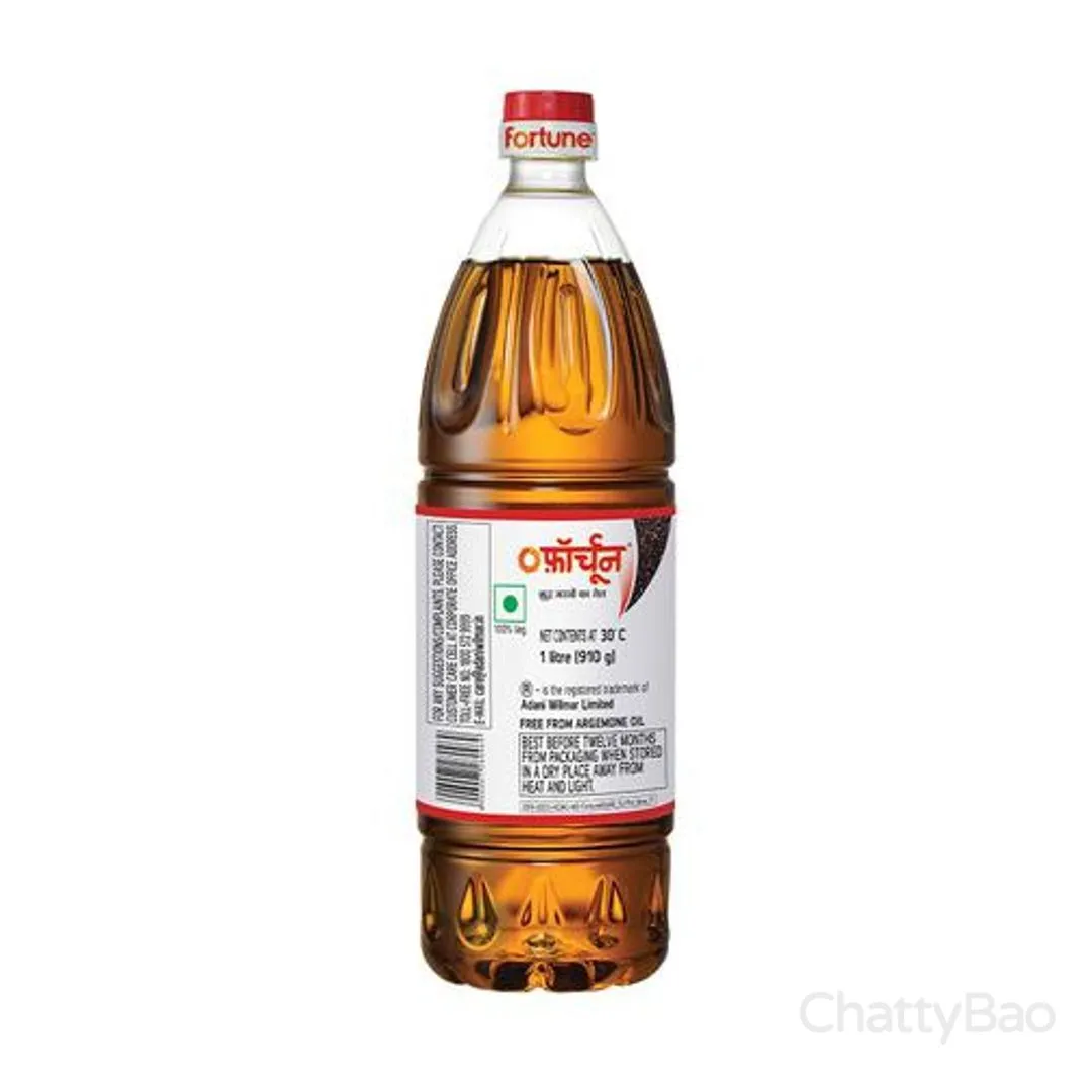 Fortune Kachi Ghani Mustard Oil Bottle 1 L view 2