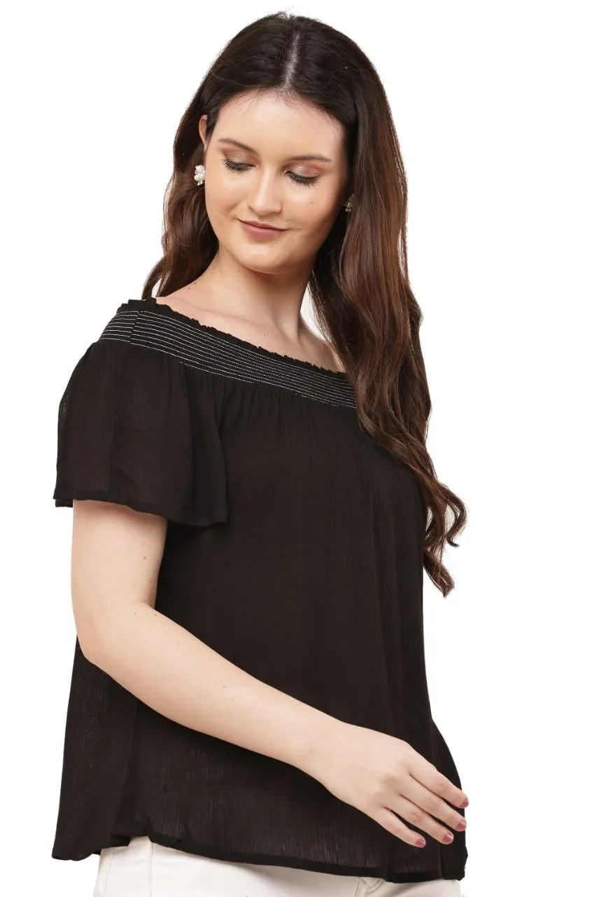Black Off-Shoulder Top view 2